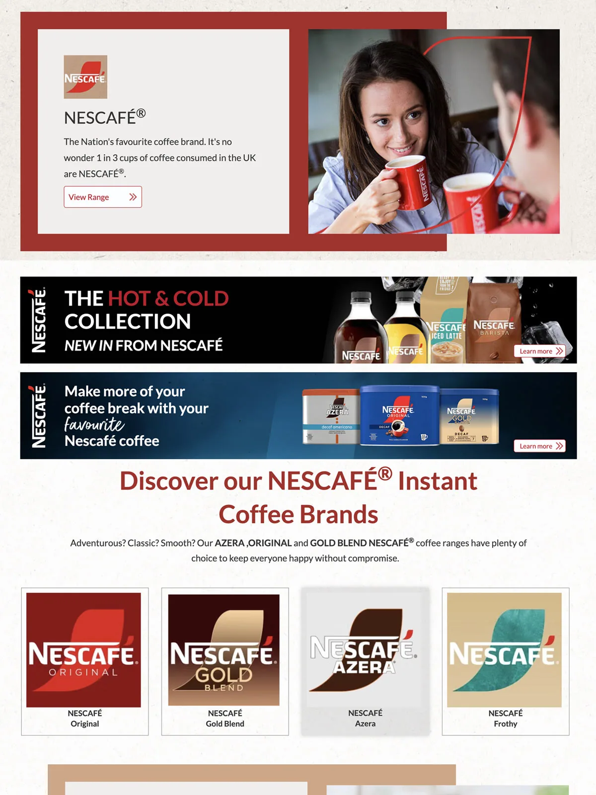 Nescafé promotional landing page designed for Langstane Press