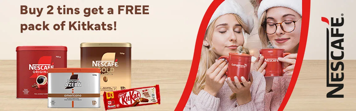 Nescafé promotional web banner shown across multiple responsive formats